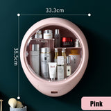 Bathroom Wall-Mounted Makeup Organizer Punch-Free Large Capacity Cosmetic Storage Box Beauty Rack