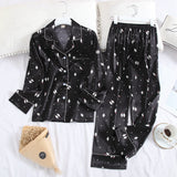 Lisacmvpnel Long Sleeve Silky Trousers Suit Printing Pajamas Set