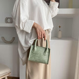Classic Texture Vintage Alligator PU Leather Shoulder Women Pure Small Totes Crossbody Handbag