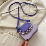 Women Versatile Mini Crossbody Acrylic Chain PU Leather Shoulder Pouch