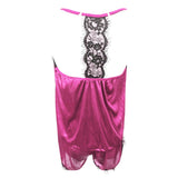 Women Sleepwear Pajama Set Sleeveless Strap Lace Trim Satin Cami Top Nightwear Femme Homewear