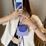 Women Versatile Mini Crossbody Acrylic Chain PU Leather Shoulder Pouch