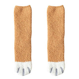 Women Kawaii Cat Claws Warm Thicken Coral Fleece Knee High Cute Thermal Tube Socks