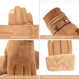 Gloves Suede Split Finger Gloves Outdoor Buckle Male Touch Screen Mittens