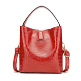 Crocodile Pattern Bucket PU Leather Handbags Women Crossbody Totes Messenger Bag