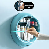 Bathroom Wall-Mounted Makeup Organizer Punch-Free Large Capacity Cosmetic Storage Box Beauty Rack