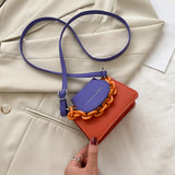 Women Versatile Mini Crossbody Acrylic Chain PU Leather Shoulder Pouch