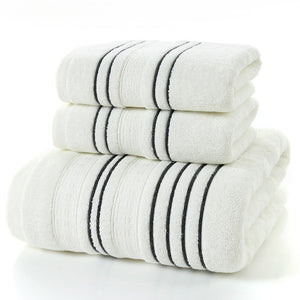 3 Piece Cotton Towel Set Men Toalla 2pc Face Washcloth Hand Towel 1pc Bath Towel
