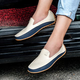 Men Leather Slip On Loafers Plus Size Driving Wide Business Shoes