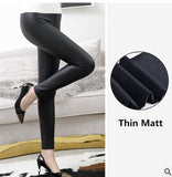 Women High Waist PU Leather Light Matt Thin Thick Leggings