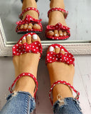 Women Leisure Sweet Polka Dots Flat Sandals Shoes