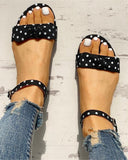 Women Leisure Sweet Polka Dots Flat Sandals Shoes