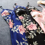Women's Silk Floral Overall Print Pajama Set Satin Sleepwear