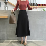 Women Elegant OL Glossy Satin Plain Shiny Solid High Waist Skirt