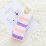 Women Funny Stretch Coral Fleece Cute Cartoon Cat Claw Van Gogh Socks