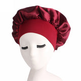 Women 1pc Adjust Solid Satin Bonnet Hair Styling Cap Long Hair Care
