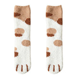 Women Kawaii Cat Claws Warm Thicken Coral Fleece Knee High Cute Thermal Tube Socks