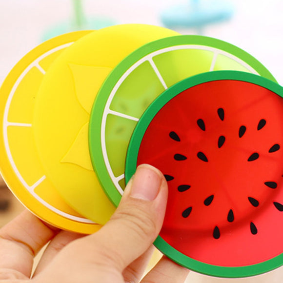 10PCS Coaster Fruit Shape Silicone Cup Pad Slip Insulation Mat Drink Holder