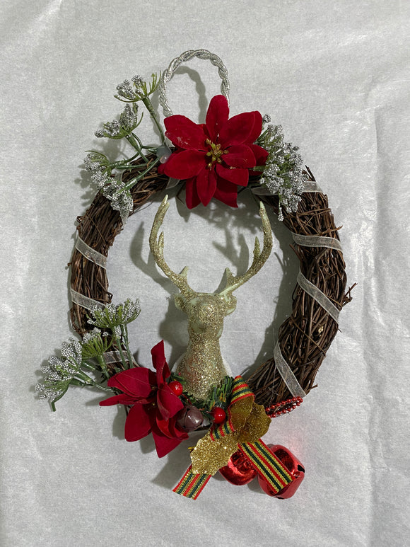 Silver Deer Ornament Holiday Wreath
