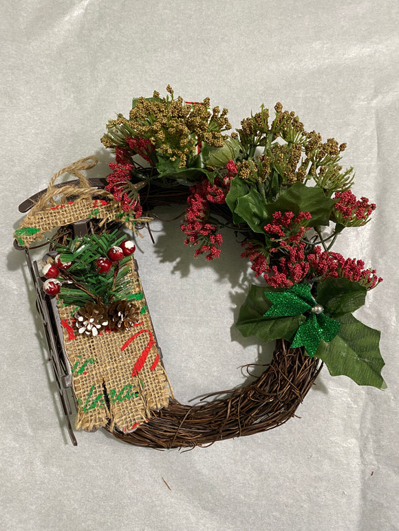 Sled Ornament Holiday Wreath