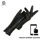 CHING YUN Women's Gloves Genuine Leather Soft Rabbit Fur Lining High-Quality