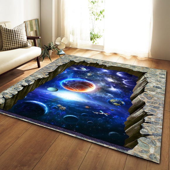 Nordic Soft Flannel 3D Printed Area Space Anti-slip Large Rug