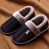 CYFMYD Men PU Leather Slippers Plus Size 48 Sturdy Sole Fur Wear-Resistant