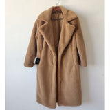 Uppin Women Faux Rabbit Fur Long Jacket Loose Lapel Thick Warm Plus Size Plush