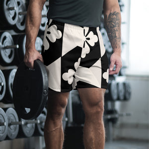Black White Tiles Men's Athletic Long Shorts