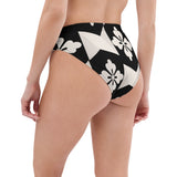 Black White Tiles Recycled high-waisted bikini bottom