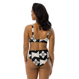 Black White Tiles Recycled high-waisted bikini