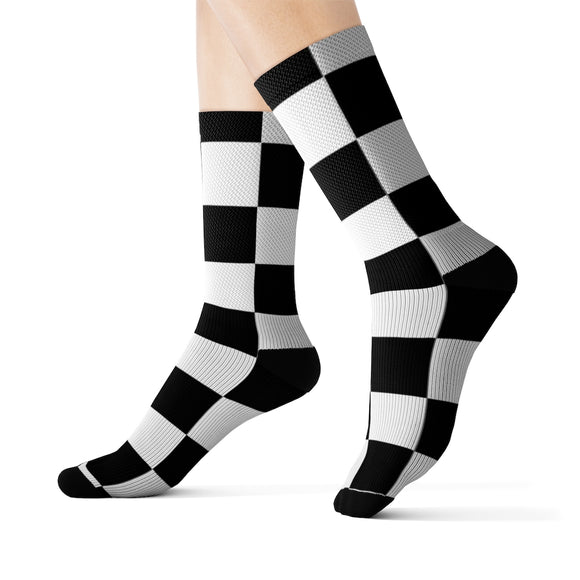 Black White Checker Sublimation Socks