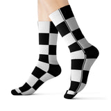 Black White Checker Sublimation Socks