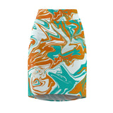 Tawny Green Iceberg Women's Pencil Skirt