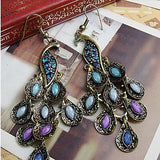 Women's Cubic Zirconia Drop Earrings Dangle Hanging Marquise Cut Peacock Statement Vintage Bohemian