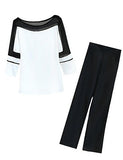 Women's Plus Size Holiday Work Street chic Sophisticated Set - Solid Colored Color Block Pant