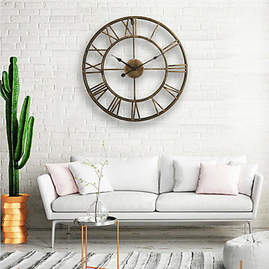 Wall Clock 20'' Round Centurian Classic Metal Wrought Iron Roman Numeral Style