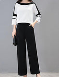 Women's Plus Size Holiday Work Street chic Sophisticated Set - Solid Colored Color Block Pant