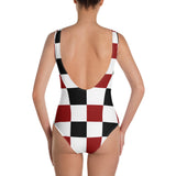 Black Red White Checker One-Piece Swimsuit