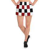 Black Red White Checker Women's Athletic Short Shorts