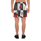 Burnt Crimson Flora Men's Athletic Long Shorts