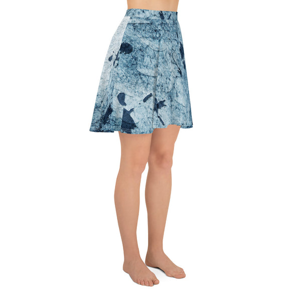 Water Blue Splatter Skater Skirt