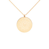 Bright Heart Engraved Silver Disc Necklace