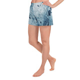 Water Blue Splatter Women's Athletic Short Shorts