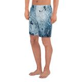 Water Blue Splatter Men's Athletic Long Shorts