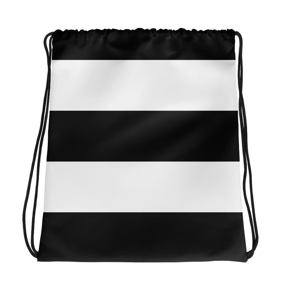 Black White Stripes Drawstring bag