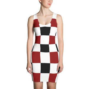 Black Red White Checker Sublimation Cut & Sew Dress