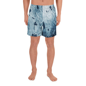 Water Blue Splatter Men's Athletic Long Shorts