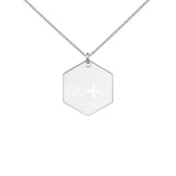 Faith Cross Engraved Silver Hexagon Necklace