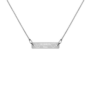 Owl Always Love You Engraved Silver Bar Chain Necklace